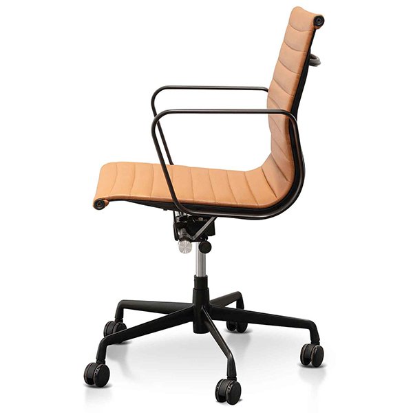 Floyd Low Back Office Chair - Saddle Tan in Black Frame