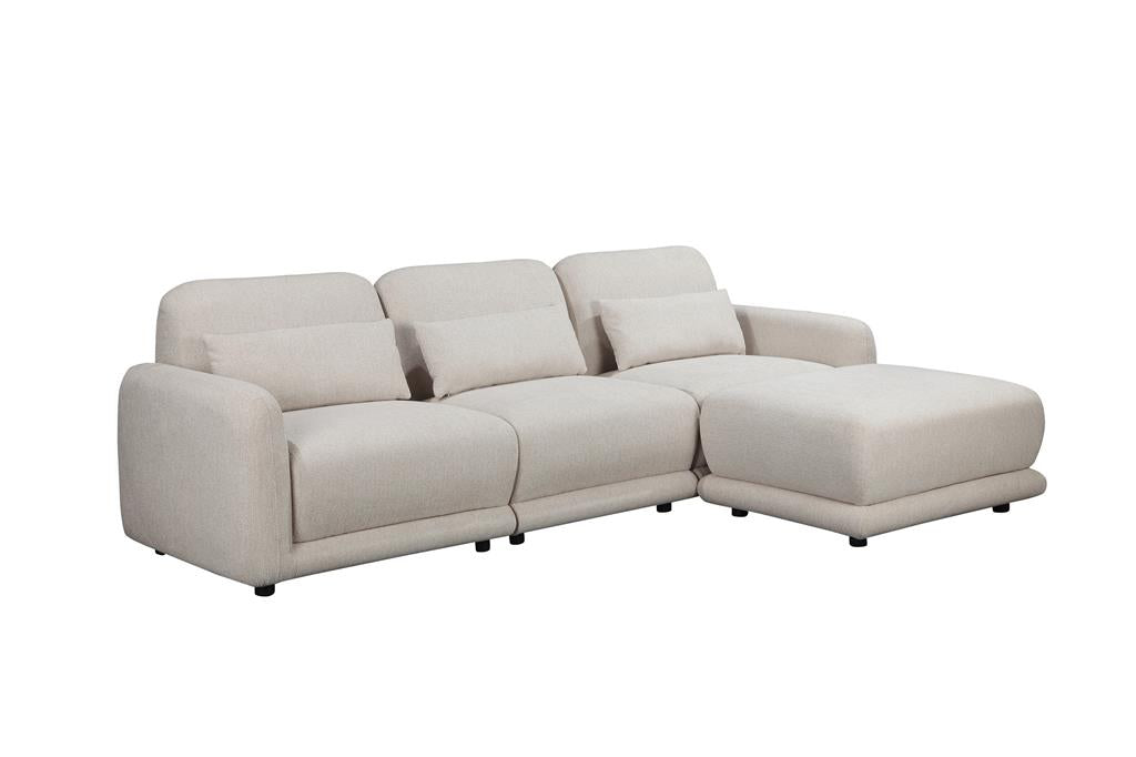 Forbes 3 Seater Modular Fabric Sofa with Ottoman - Beige