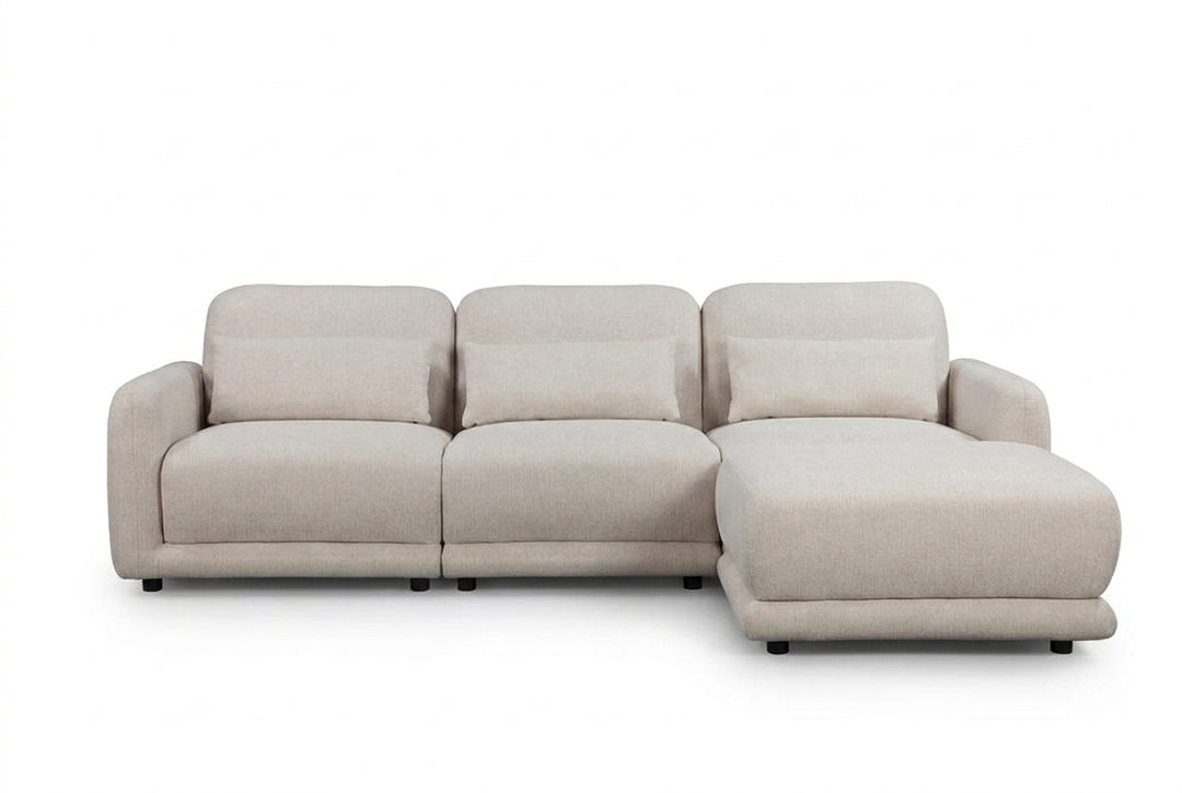 Forbes 3 Seater Modular Fabric Sofa with Ottoman - Beige