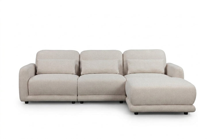 Forbes 3 Seater Modular Fabric Sofa with Ottoman - Beige