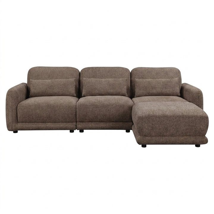 Forbes 3 Seater Modular Fabric Sofa with Ottoman - Brown