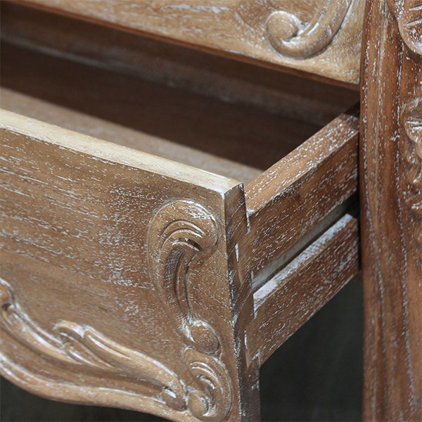 Rococo Bedside - 3 Drawer - Weathered Oak