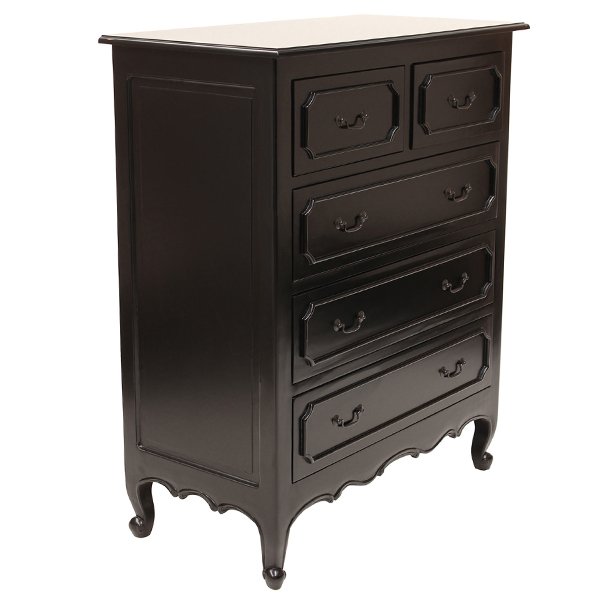 Classic Provence Chest of Drawers Tallboy - Black