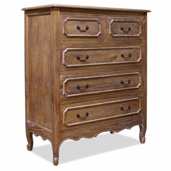 Classic Provence Chest of Drawers Tallboy - Weathered Oak