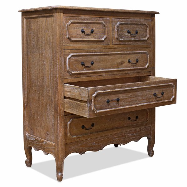 Classic Provence Chest of Drawers Tallboy - Weathered Oak