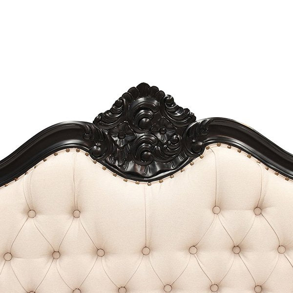 French Provincial Louis Upholstered Headboard - Queen - Black