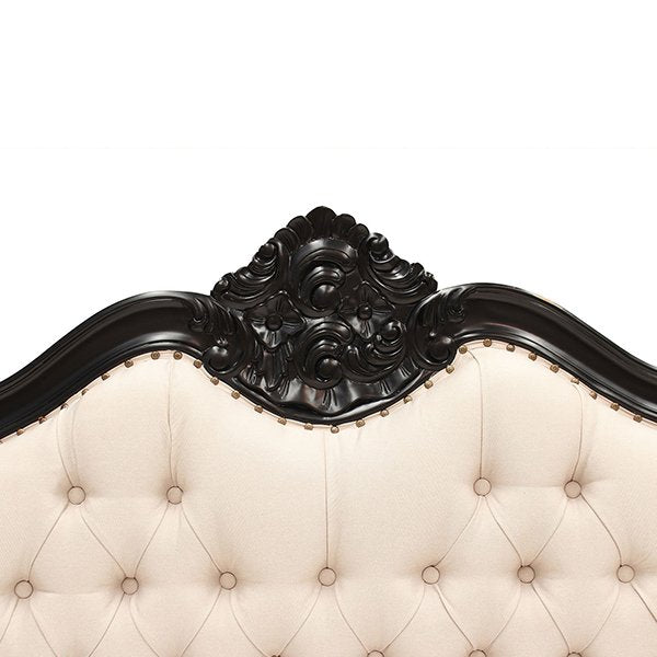French Provincial Louis Upholstered Headboard - King - Black