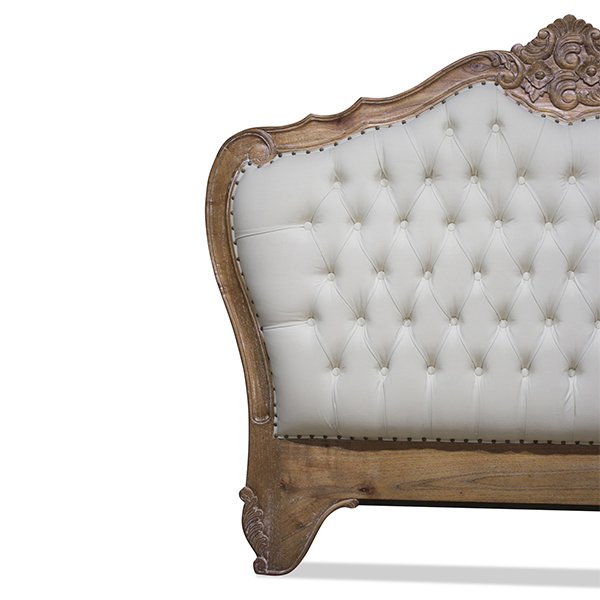 French Provincial Louis Upholstered Headboard - King - Weathered Oak