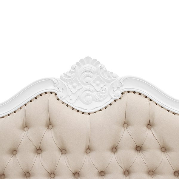 French Provincial Louis Upholstered Headboard - King - White