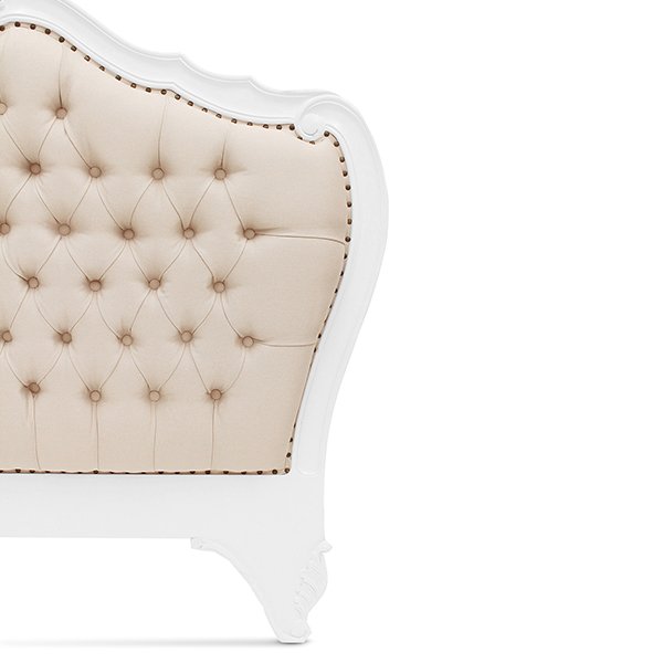 French Provincial Louis Upholstered Headboard - King - White