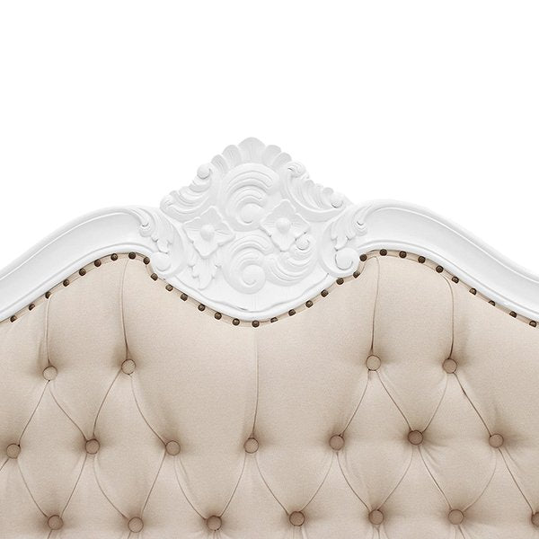 French Provincial Louis Upholstered Headboard - Queen - White