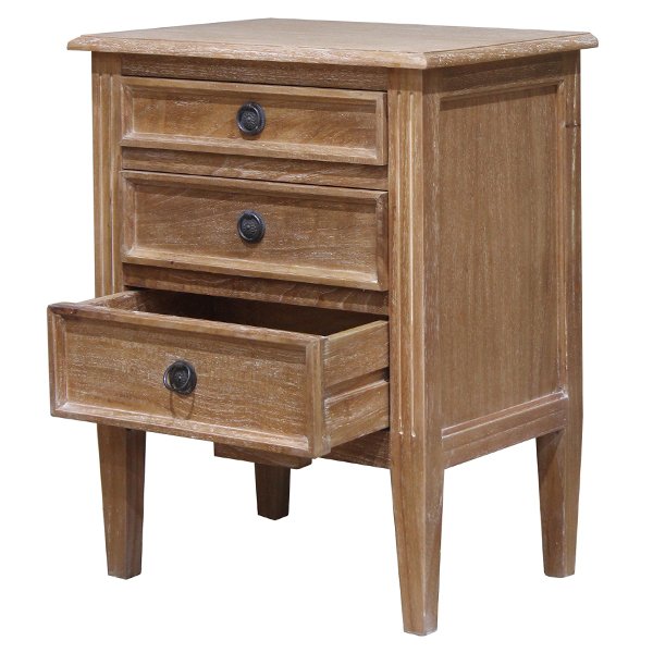 Hamptons Bedside Cabinet - Weathered Oak