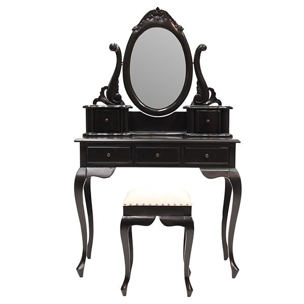 Marcella Dressing Table with Stool - Black