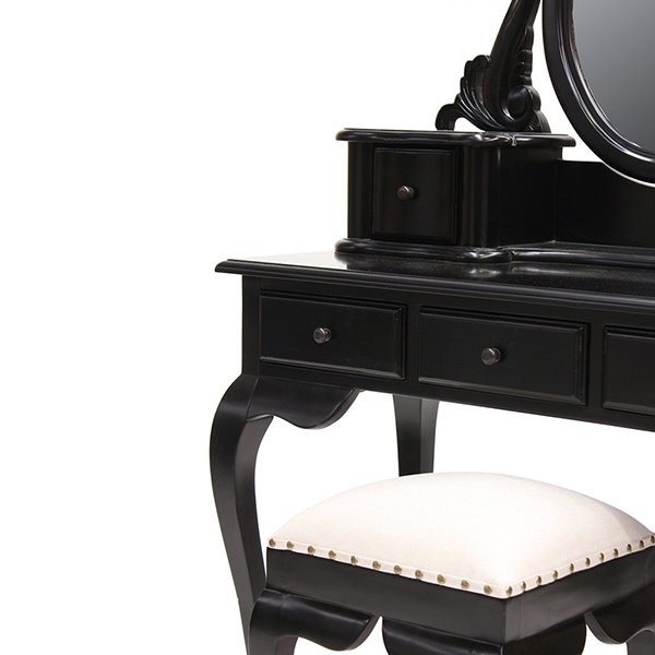 Marcella Dressing Table with Stool - Black