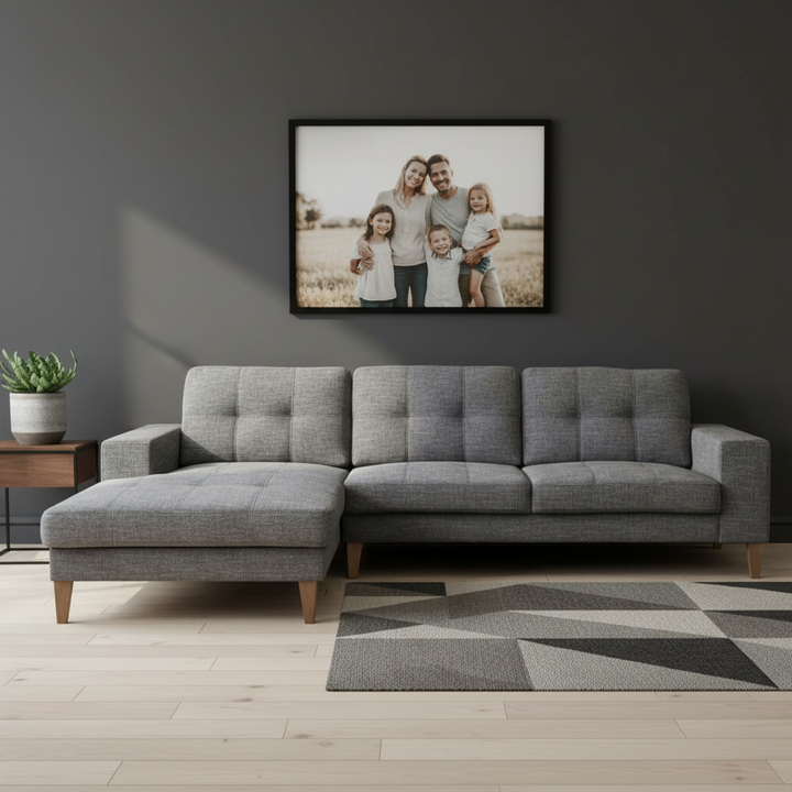 Gabriel 2 Seater Fabric Sofa with LHF Chaise - Grey