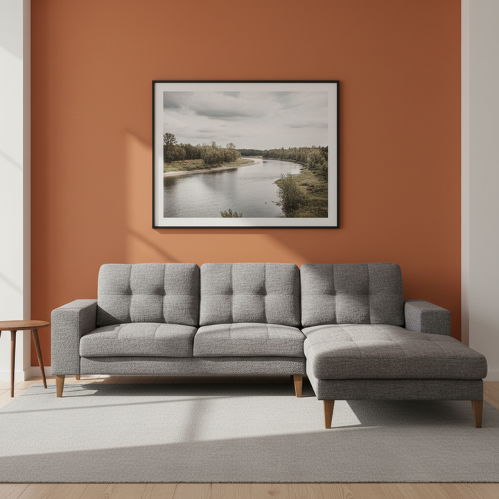 Gabriel 2 Seater Fabric Sofa with RHF Chaise - Grey