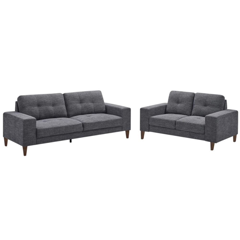 Gabriel 3 Seater + 2 Seater Fabric Sofa Set - Dark Grey