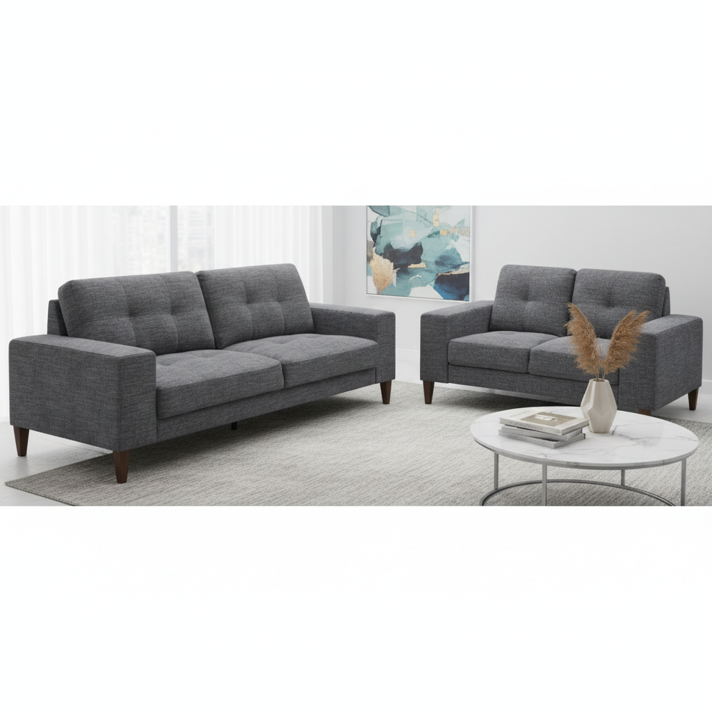 Gabriel 3 Seater + 2 Seater Fabric Sofa Set - Dark Grey