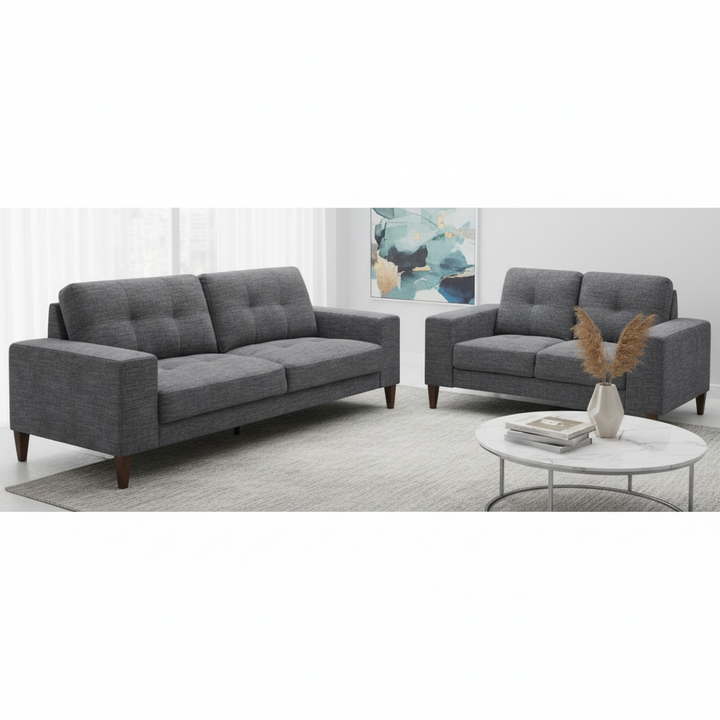 Gabriel 3 Seater + 2 Seater Fabric Sofa Set - Dark Grey