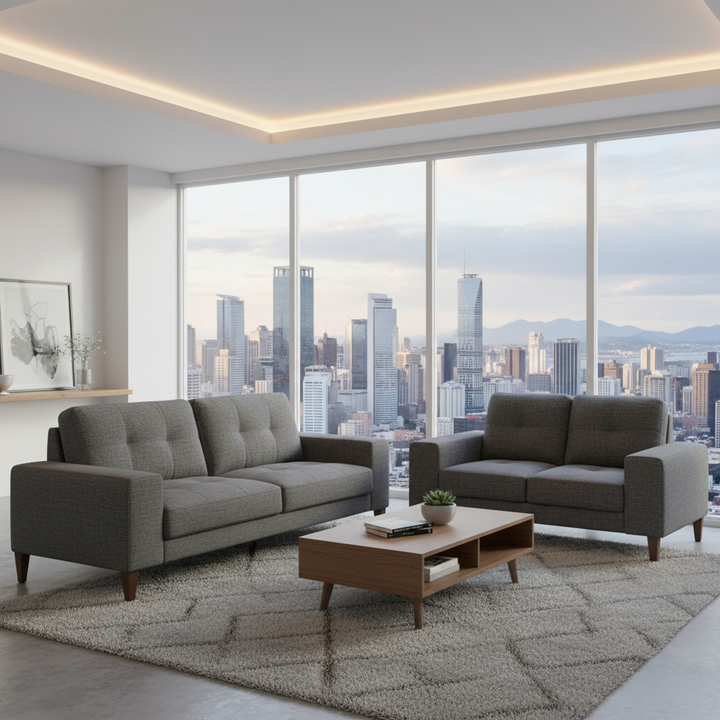 Gabriel 3 Seater + 2 Seater Fabric Sofa Set - Dark Grey