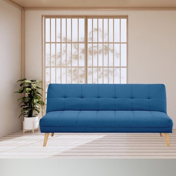Garth 2.5 Seater Fabric Click Clack Sofa Bed - Blue