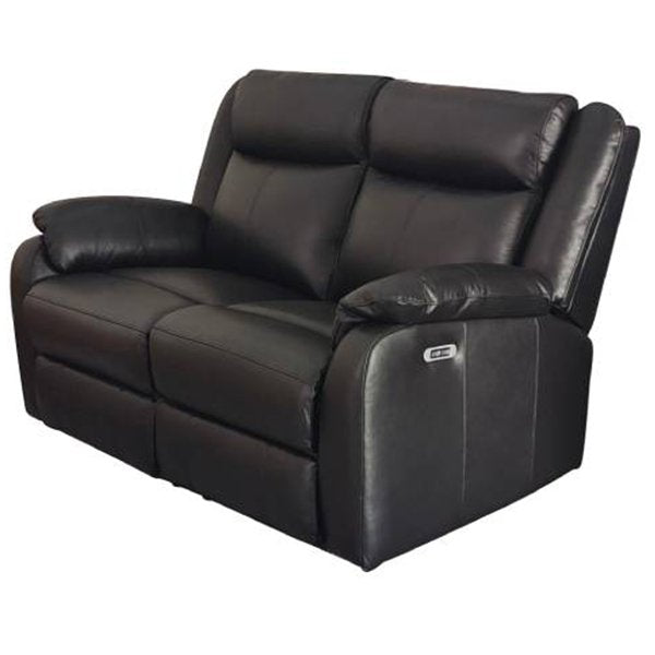 Gaucho Leather Powered 2 Seater Recliner Sofa - Black