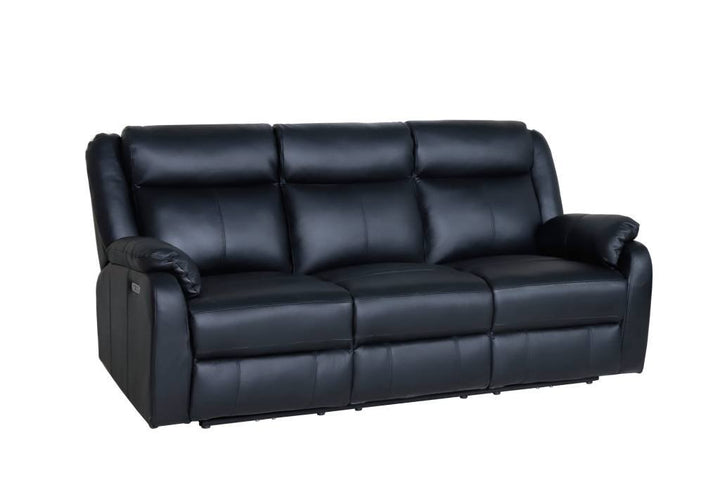 Gaucho Leather Powered 3 Seater Recliner Sofa - Black