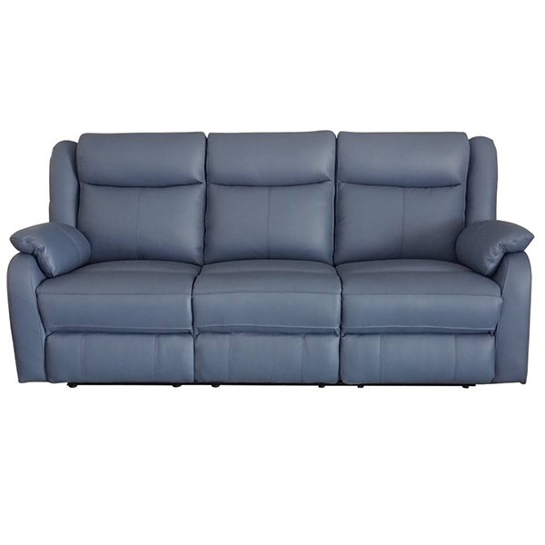 Gaucho Leather Powered 3 Seater Recliner Sofa - Marine Blue