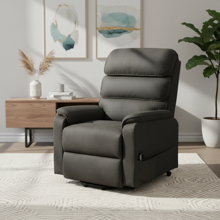 Georgia Triple Motor Leather Recliner Lift Chair - Dark Grey