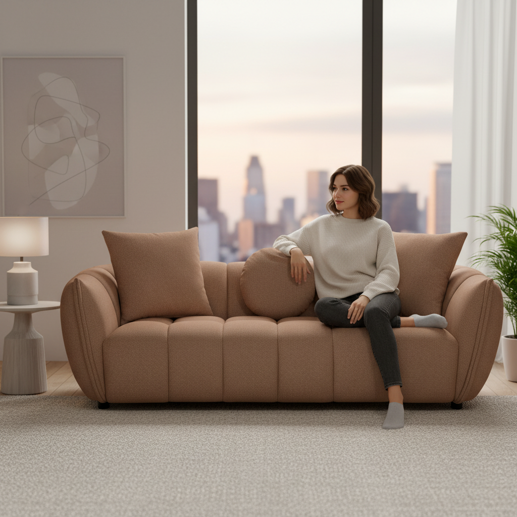 Giovanni 3 Seater Fabric Sofa - Copper