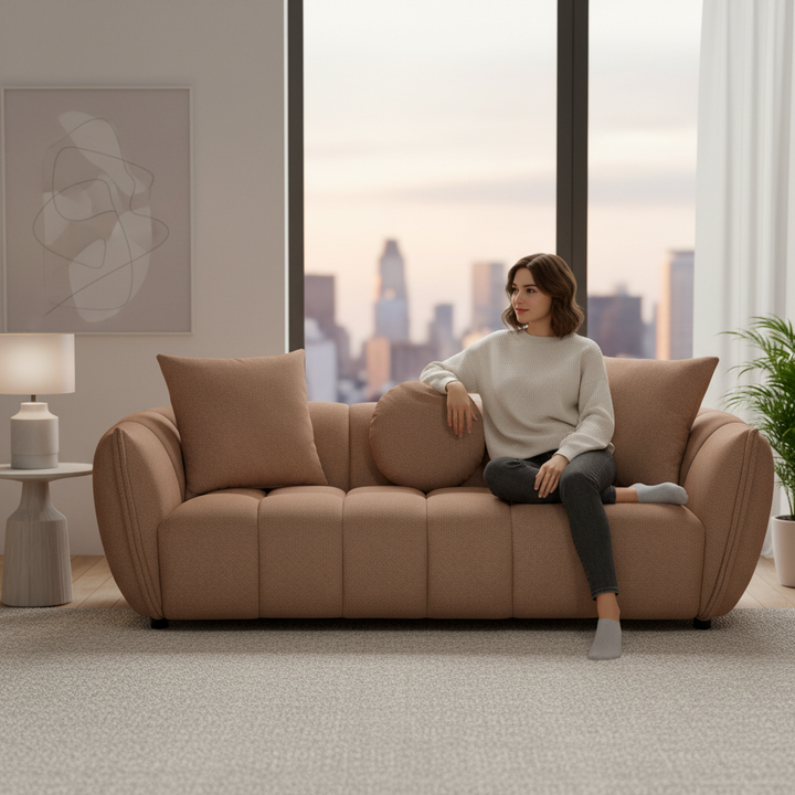 Giovanni 3 Seater Fabric Sofa - Copper