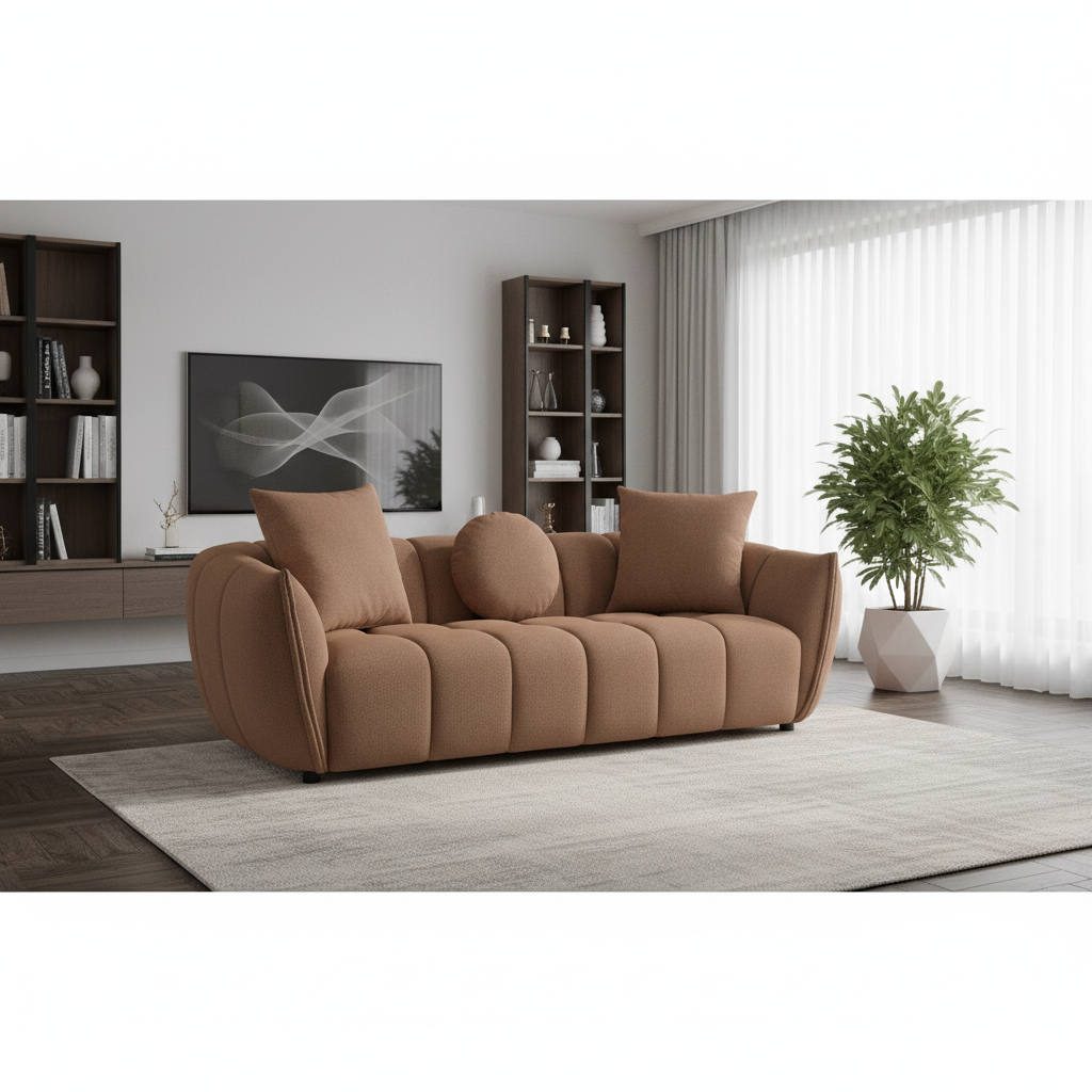 Giovanni 3 Seater Fabric Sofa - Copper