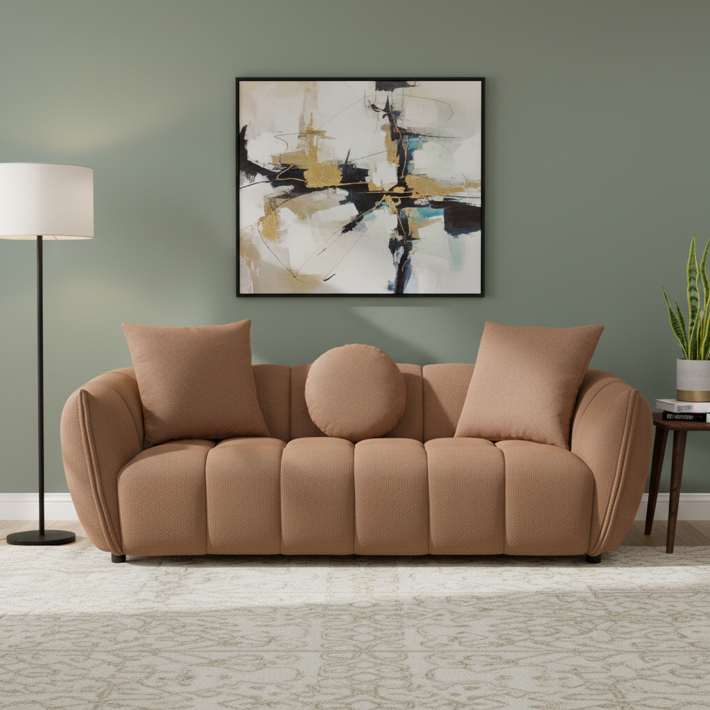 Giovanni 3 Seater Fabric Sofa - Copper