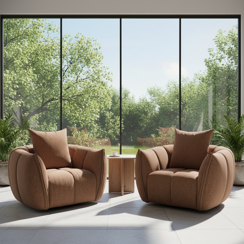 Giovanni Swivel Fabric Armchair - Copper