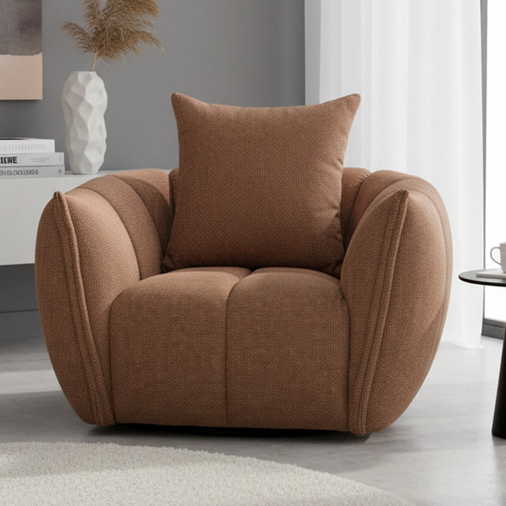 Giovanni Swivel Fabric Armchair - Copper