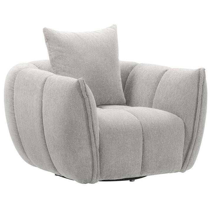 Giovanni Swivel Fabric Armchair - Ivory