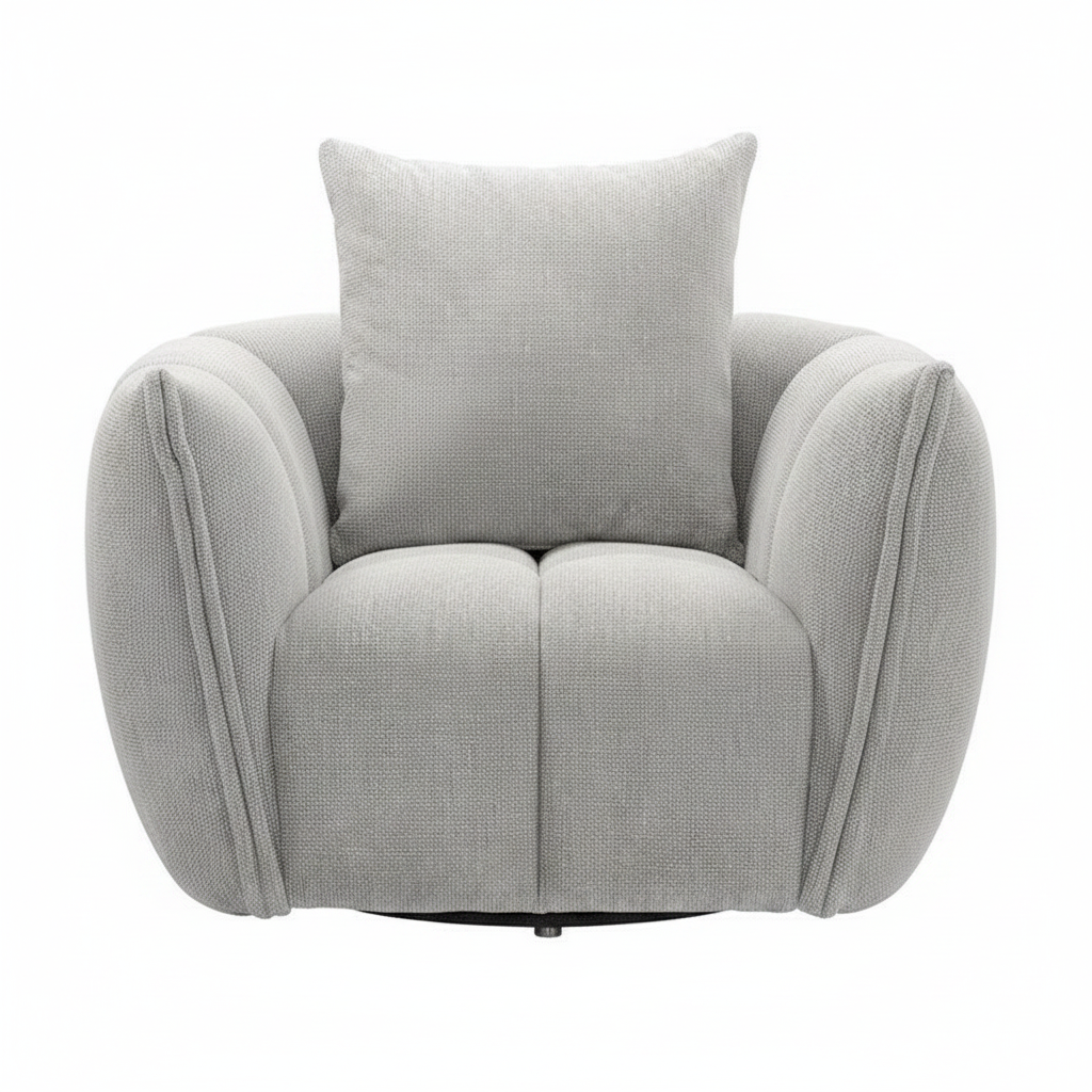 Giovanni Swivel Fabric Armchair - Ivory