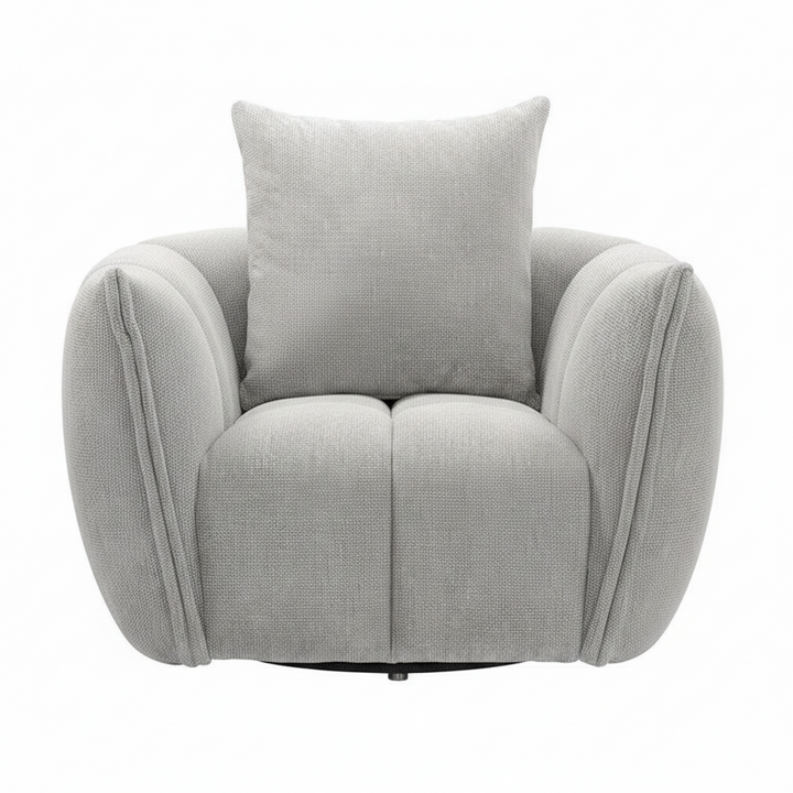 Giovanni Swivel Fabric Armchair - Ivory