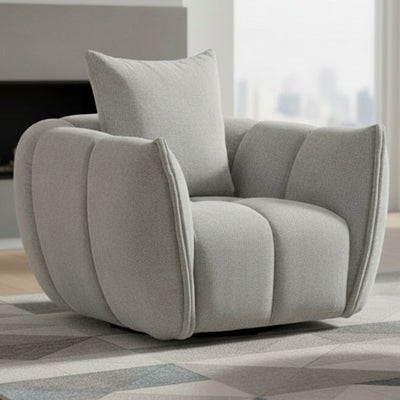 Giovanni Swivel Fabric Armchair - Ivory