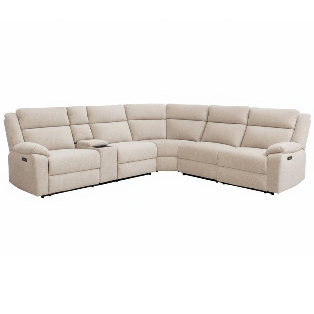 Glebe Corner Modular Fabric Recliner Sofa - Sand
