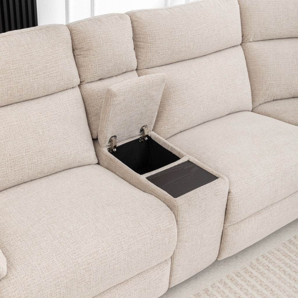 Glebe Corner Modular Fabric Recliner Sofa - Sand