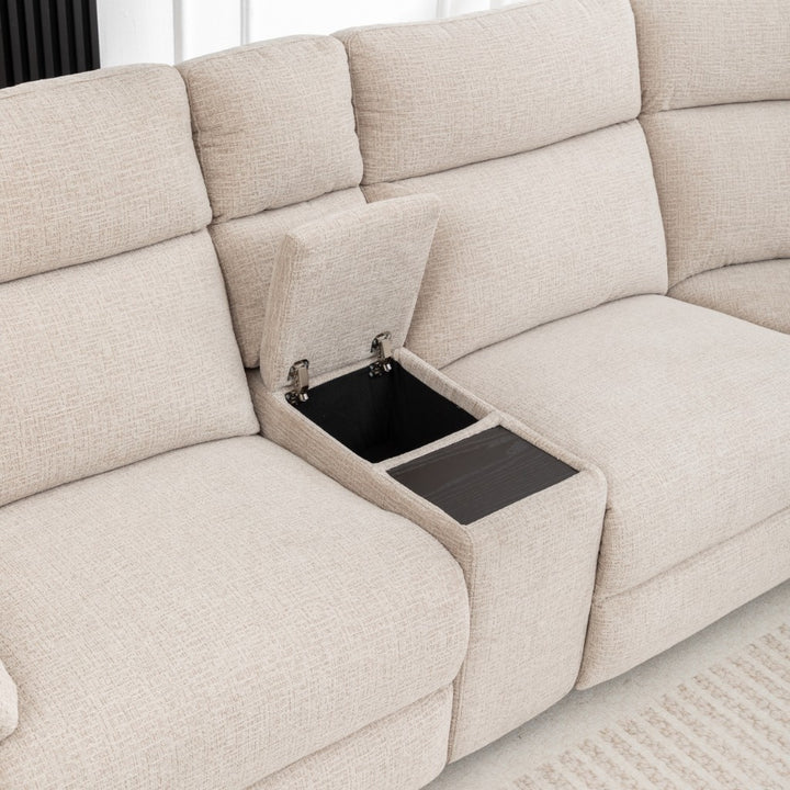 Glebe Corner Modular Fabric Recliner Sofa - Sand