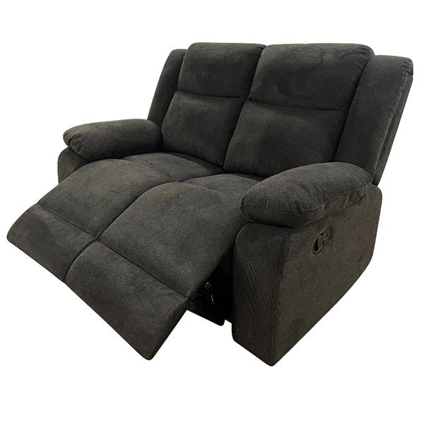 Glenbawn 2 Seater Fabric Recliner Sofa - Licorice