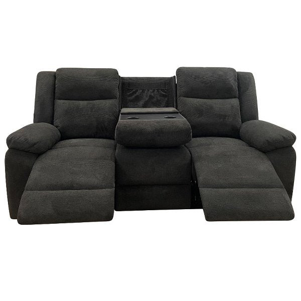 Glenbawn 3 Seater Fabric Recliner Sofa - Licorice