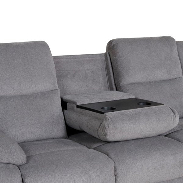 Glenbawn 3 Seater Fabric Recliner Sofa - Mid Grey