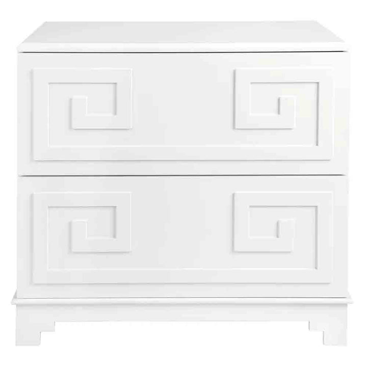 Greek Key Bedside Table - White