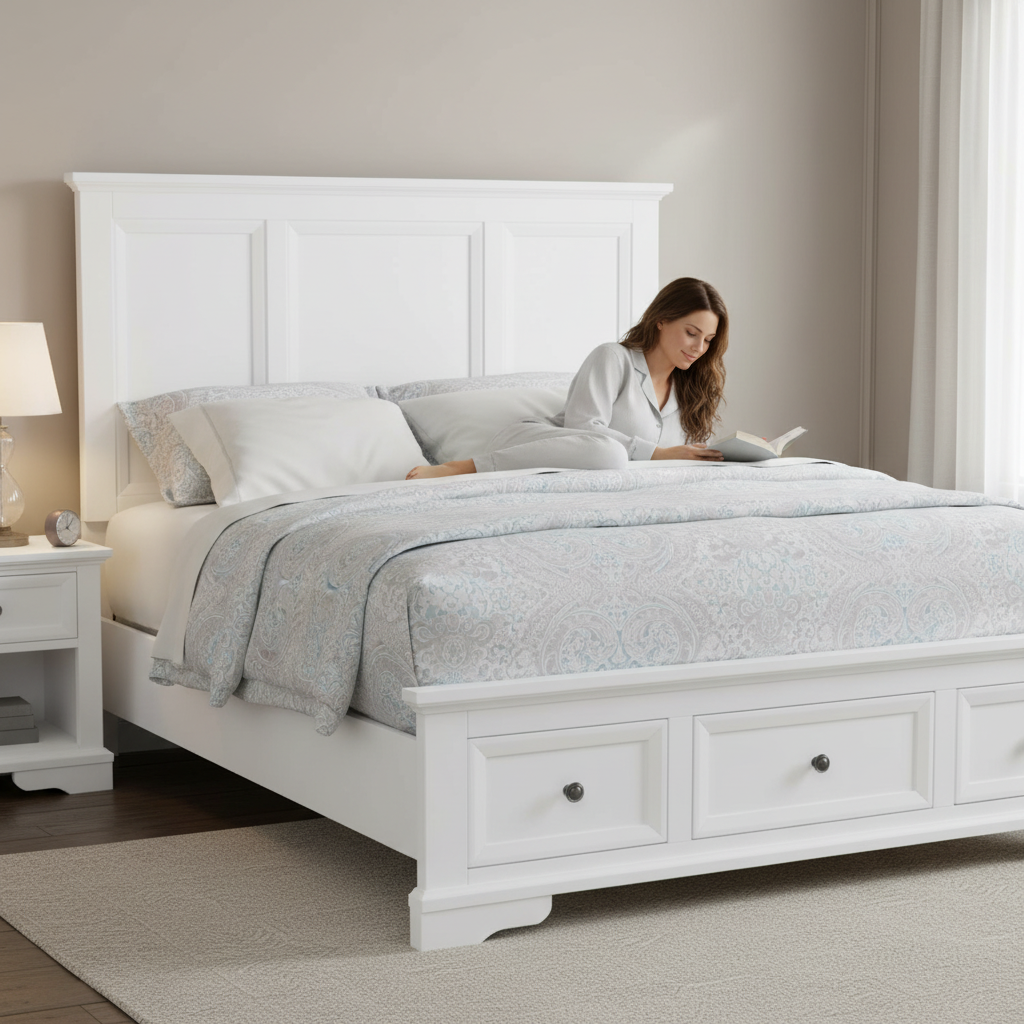 Montauk White Bed - Queen