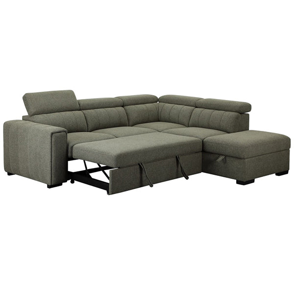 Gundary Corner Sofa Bed with RHF Storage - Green