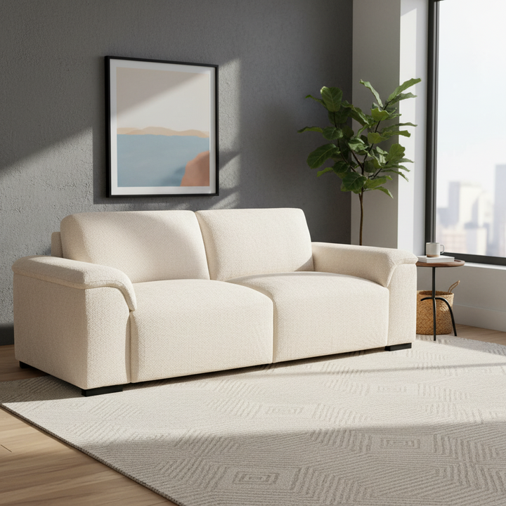 Guyra 2 Seater Fabric Sofa - Light Beige