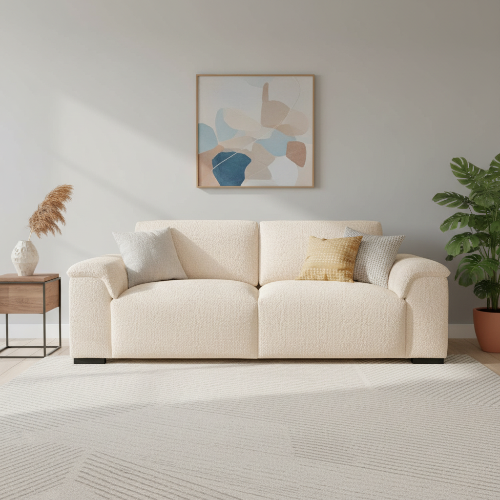 Guyra 3 Seater Fabric Sofa - Light Beige